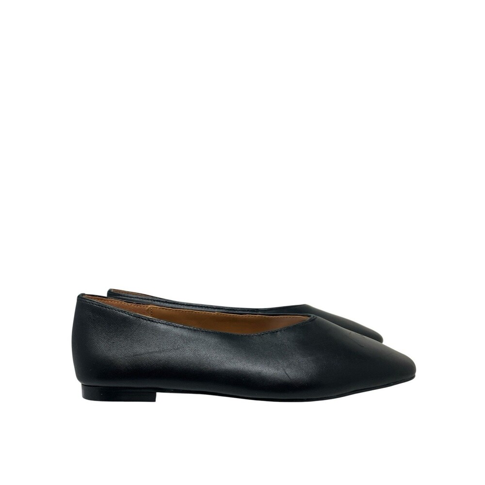 Madewell Mylie Slip On Square Toe Ballet Flats Womens 9 True Black Leather NX050